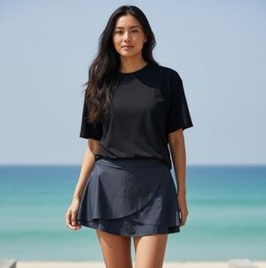 NWT Anne Cole Swim Skort S Black Wrap Front Bottoms SwimwearBeachwear Trendy